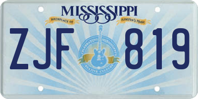 MS license plate ZJF819