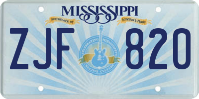 MS license plate ZJF820