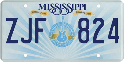 MS license plate ZJF824