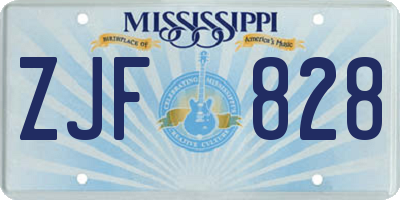MS license plate ZJF828