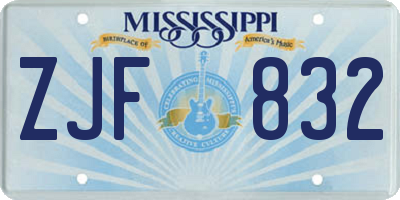 MS license plate ZJF832