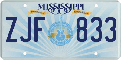 MS license plate ZJF833
