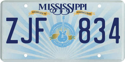 MS license plate ZJF834