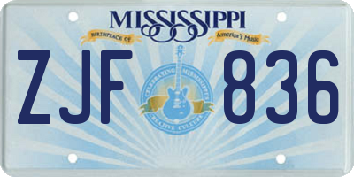 MS license plate ZJF836