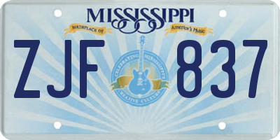 MS license plate ZJF837