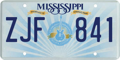 MS license plate ZJF841
