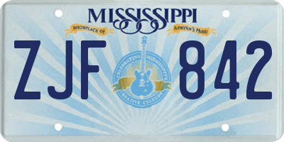 MS license plate ZJF842