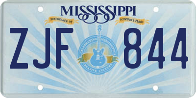 MS license plate ZJF844