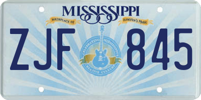 MS license plate ZJF845