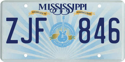 MS license plate ZJF846