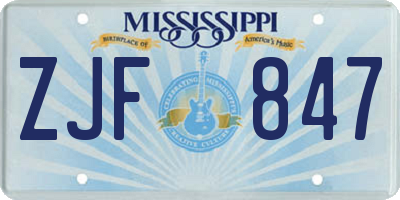 MS license plate ZJF847