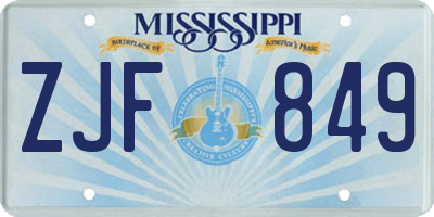 MS license plate ZJF849