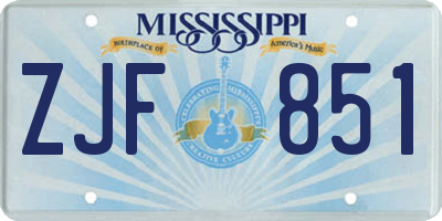 MS license plate ZJF851