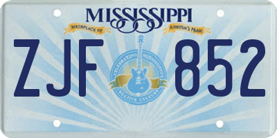 MS license plate ZJF852