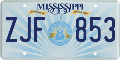 MS license plate ZJF853