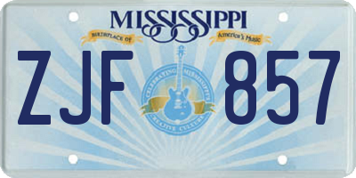 MS license plate ZJF857