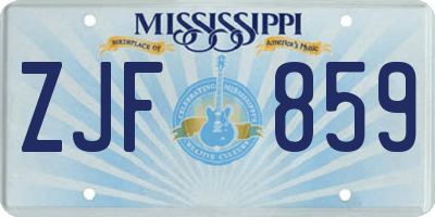 MS license plate ZJF859