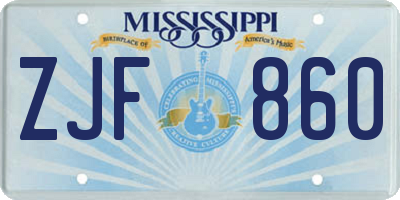 MS license plate ZJF860