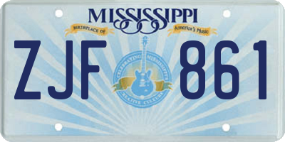 MS license plate ZJF861