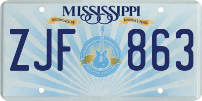 MS license plate ZJF863