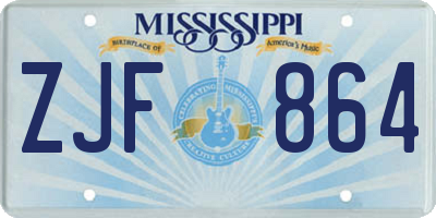 MS license plate ZJF864