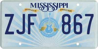 MS license plate ZJF867