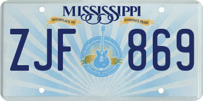 MS license plate ZJF869