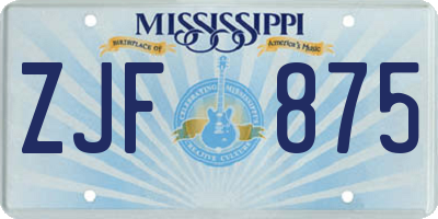 MS license plate ZJF875