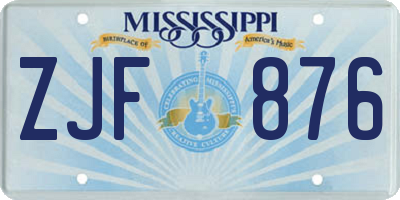 MS license plate ZJF876