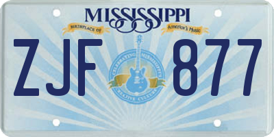 MS license plate ZJF877
