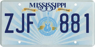 MS license plate ZJF881
