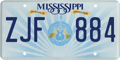 MS license plate ZJF884