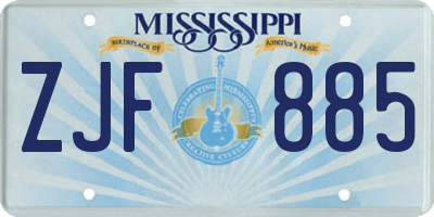 MS license plate ZJF885