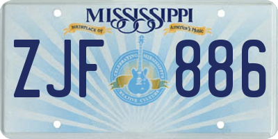 MS license plate ZJF886