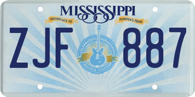 MS license plate ZJF887