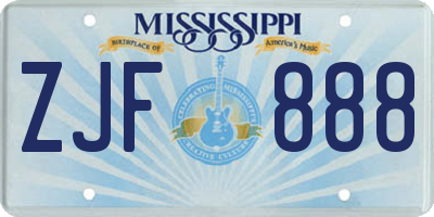 MS license plate ZJF888