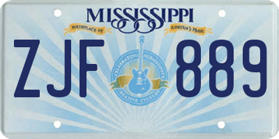 MS license plate ZJF889