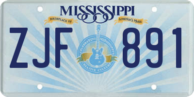 MS license plate ZJF891