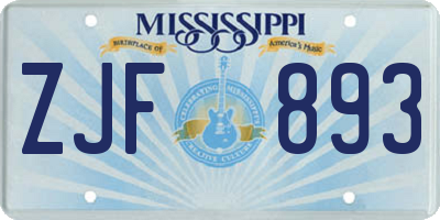 MS license plate ZJF893