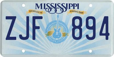 MS license plate ZJF894