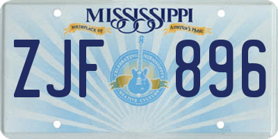 MS license plate ZJF896