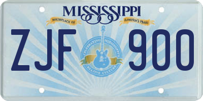 MS license plate ZJF900