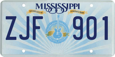 MS license plate ZJF901