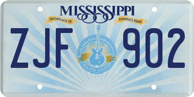 MS license plate ZJF902