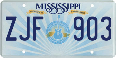 MS license plate ZJF903