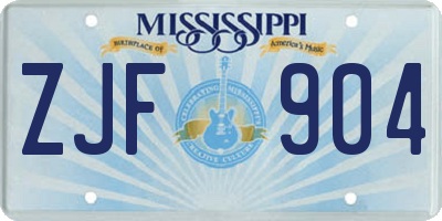 MS license plate ZJF904