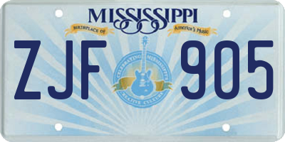 MS license plate ZJF905