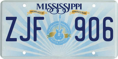 MS license plate ZJF906