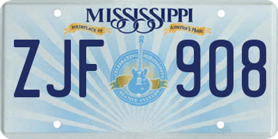 MS license plate ZJF908