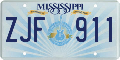 MS license plate ZJF911